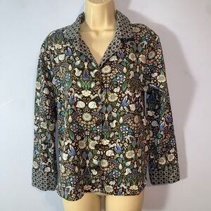 Vera Bradley whimsical Womens Floral Button-Front pj top Blue Black enchanted
